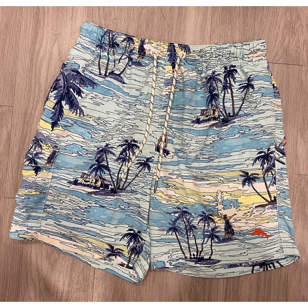 Tommy Bahama Relax Swim Trunks Mens Small S Island Surf Hawaii Blue Board Shorts